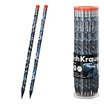 Карандаш ч/гр " Erich Krause " Techno Dino HB с ластиком, трехгранный, деревянный, цвет корпуса - ассорти, заточенный, пластиковый тубус