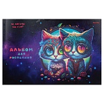 Альбом А4 40л жесткая подложка " Проф-Пресс " Волшебные котики, склейка, обложка- мелованный картон, УФ-лак, холодная фольга, блок- офсет 100г/м2