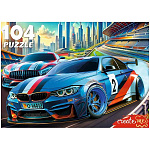 Пазлы " Рыжий кот " 104элемента Крутые гонки 33*24см, картонная упаковка 19*14*3,5см