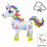 Шар фольгированный фигурный " Браво " 65"/165см Единорог радужный