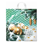 Пакет Новогодний ПЭ " Интерпак " с петлевой ручкой ПВД, 40*42см 45мкм Иней