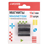 Набор магнитов "deVente" Magnetism 15*3 мм, 20 шт, высокая намагниченность, в картонном блистере, европодвес