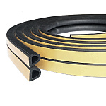 Уплотнитель самоклеящийся, резиновый, D-профиль, 16*6мм, 10метров, черный