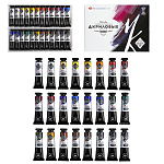 Краски акриловые художественные " Мастер-Класс " 24цв по 18мл в тубах, картонная упаковка