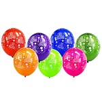 Шар латексный шелкография 14"/36см С Днем рождения! Шары, ассорти из 10-12 цветов