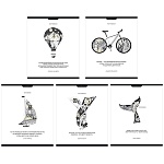 Тетрадь А5 48л клетка " ПЗБМ " Мысли, офсет, на скобе, обложка - мелованный картон, ламинация soft-touch, фольга, выборочный УФ-лак, 5 дизайнов в спайке