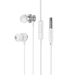 Наушники " Borofone " BM78 Blue sea metal, белые, серебряная вставка, внутриканальные, проводные, микрофон, кнопка ответа, jack 3,5мм, длина - 1,2м