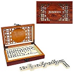 Игра настольная " KWELT " Домино пластиковое, деревянная коробка 20,5*12,5*4см, пакет