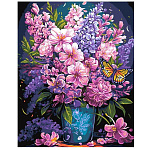 Картина по номерам " Lori " 40*50см Цветочный натюрморт, состав набора: основа на картоне с контуром, краски, кисть, палитра, инструкция, картонная упаковка, европодвес