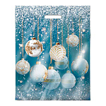 Пакет Новогодний ПЭ " Интерпак " с вырубной ручкой ПВД, 40*50см 80мкм Мерцание