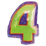 Шар фольгированный 18"/46см Цифра-4 Мульти