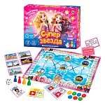 Игра настольная " Русский стиль " Суперзвезда, от 7-12 лет, состав игры: игровое поле, кубик, фишки 4шт, жетоны 32шт, карточки 35шт, правила