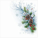 Салфетки Новогодние бумажные 3-слойные " Pero " Prestige Синий иней 20шт, 100% целлюлоза, 33*33см