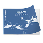 Альбом с пластиковой обложкой А4 32л " Erich Krause " Cats, Ice Metallic синий, скоба, блок- офсет 100г/м2, 1 дизайн в коробке