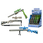 Ручка шариковая " Basir " Ружье с прицелом-фонариком, в дисплее синяя 0,5мм, толщина письма 0,25мм, корпус в виде дула, цвет корпуса - ассорти