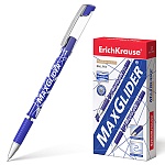 Ручка шариковая " Erich Krause " MaxGlider Ultra Glide Technology синяя 0,7мм, толщина письма 0,28мм, резиновый держатель, металлизированный наконечник, синий корпус, картонная упаковка