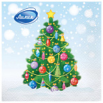 Салфетки Новогодние бумажные 2-слойные " Лилия " Новогоднее чудо 20шт, 100% целлюлоза, 33*33см