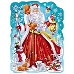 Плакат " Праздник " 946 А2 Новогодний- Дед Мороз, пластизоль с блестками