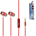 Наушники " FaisON " HP-52 Sentire красные, вкладыши, проводные, микрофон, кнопка ответа, Jack 3,5мм, длина - 1,1м