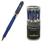 Ручка шариковая " Bruno Visconti " Monaco синяя 0,5мм, металлизированный наконечник, непрозрачный колпачок с клипом, цвет корпуса- темно-синий, пластиковый бокс
