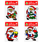 Наклейка " KWELT " Новогодняя- Дед Мороз, 12*14см, блестки, двусторонняя, многоразовая, ассорти (без возможности выбора дизайна), пакет, европодвес