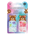 Закладки самоклеящиеся " Феникс " Медведь 25*45мм, 2цв*20л пластик, фигурный диспенсер, мелованная подложка, европодвес, пакет