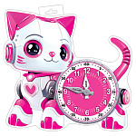 Плакат фигурный " Мир открыток " 0-35 А3 Учимся определять время. Котик, 337*332мм