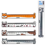 Линейка пластиковая 15см, гибкая, полупрозрачная, фигурная, Dog " deVente " ассорти, пакет, европодвес