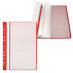 Папка-скоросшиватель с перфорацией " Бюрократ " 10 файлов, красная, 120/160мкм