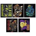 Тетрадь А5 48л клетка " Академия Групп " Плохиши, офсет, на скобе, обложка - мелованный картон, ламинация soft-touch, текстура, тиснение фольгой, конгрев, 5 дизайнов в спайке