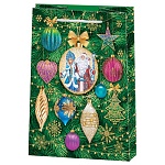 Пакет Новогодний бумажный " Мир открыток " 18*22,7*10см Дед Мороз и Снегурочка, ламинированный