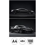 Альбом А4 48л " Проф-Пресс " Черные автомобили, склейка, обложка - мелованный картон, матовая ламинация, выборочный лак, блок- офсет 100г/м2, 2 дизайна в спайке