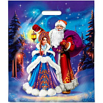 Пакет Новогодний ПЭ " Интерпак " с вырубной ручкой ПВД, 40*47см 45мкм Колдовская ночь