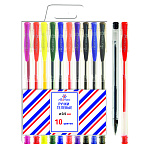 Набор гелевых ручек " Attomex " 10цв, 0,5мм, прозрачный корпус, металлический наконечник, блистер, европодвес