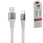 Кабель сетевой USB - micro USB " FaisON " FX6 Sleek белый, плоский, 1м, 2,1А, ткань