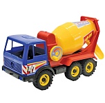 Машинка " Лена " Автобетоновоз, пластик, 3-х осный, 44x26x14,5см, в сетке