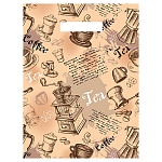 Пакет ПЭ " Миленд " с вырубной ручкой ПВД, 36,5*48см 50мкм Coffee time