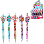 Ручка гелевая автоматическая " Mazari " Лабубу, синяя 0,5мм, пулевидный пишущий узел, цвет корпуса - ассорти 6 дизайнов, картонный дисплей