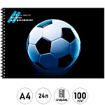 Альбом А4 24л спираль " Проф-Пресс " Футбольный мяч- 33, обложка- мелованная бумага, блок- офсет 100г/м2, 1 дизайн в спайке