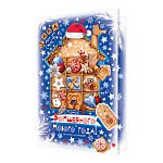 Открытка " Мир открыток " 2-46 Новогодняя- Волшебного Нового года! Домик с подарками, 123*187мм, рельеф, блестки, текст