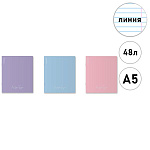 Тетрадь с пластиковой обложкой А5 48л линия " Erich Krause " Pastel, Литература, офсет, скоба, скругленные углы, 3 дизайна в спайке