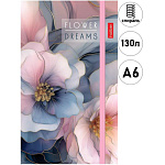 Записная книжка МАЛЫЙ ФОРМАТ А6 на резинке спираль 130л " Hatber " Flower dreams, 80л- клетка, на спирали, 50л- без линовки, склейка, обложка - ламинированный картон