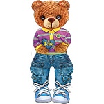 Открытка " Праздник " 485 Детская- Тебе, игрушка- медвежонок, 333*121мм, вырубка, ленты с бантом, глазки, с движением, веер-конгрев, индивидуальная упаковка