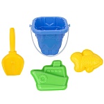 Песочный набор " Совтехстром " Морской замок, 4 предмета, в наборе: 2 формочки, совок, ведро, в сетке