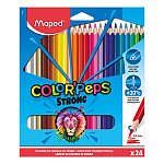 Карандаши цветные пластиковые Color'peps Strong 24цв " Maped " трехгранные, картонная упаковка, европодвес