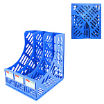 Лоток для бумаг вертикальный пластиковый 3 отделения " KWELT " синий, поле для маркировки, поставляется в разобранном виде