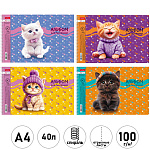 Альбом А4 40л спираль " Hatber " Мы-котики! (ассорти), обложка- мелованный картон, блок- офсет 100г/м2, отрывные листы, 4 дизайна в спайке