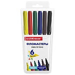Фломастеры " Erich Krause " Basic 6цв смываемые, на водной основе, круглые, вентилируемый колпачок, ПВХ упаковка, европодвес
