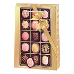 Пакет бумажный " Мир открыток " 18*22,7*10см Коробка конфет с золотым бантом, ламинированный