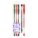 Набор гелевых ручек " Attomex " 3цв, 0,5мм, прозрачный корпус, металлический наконечник, блистер, европодвес